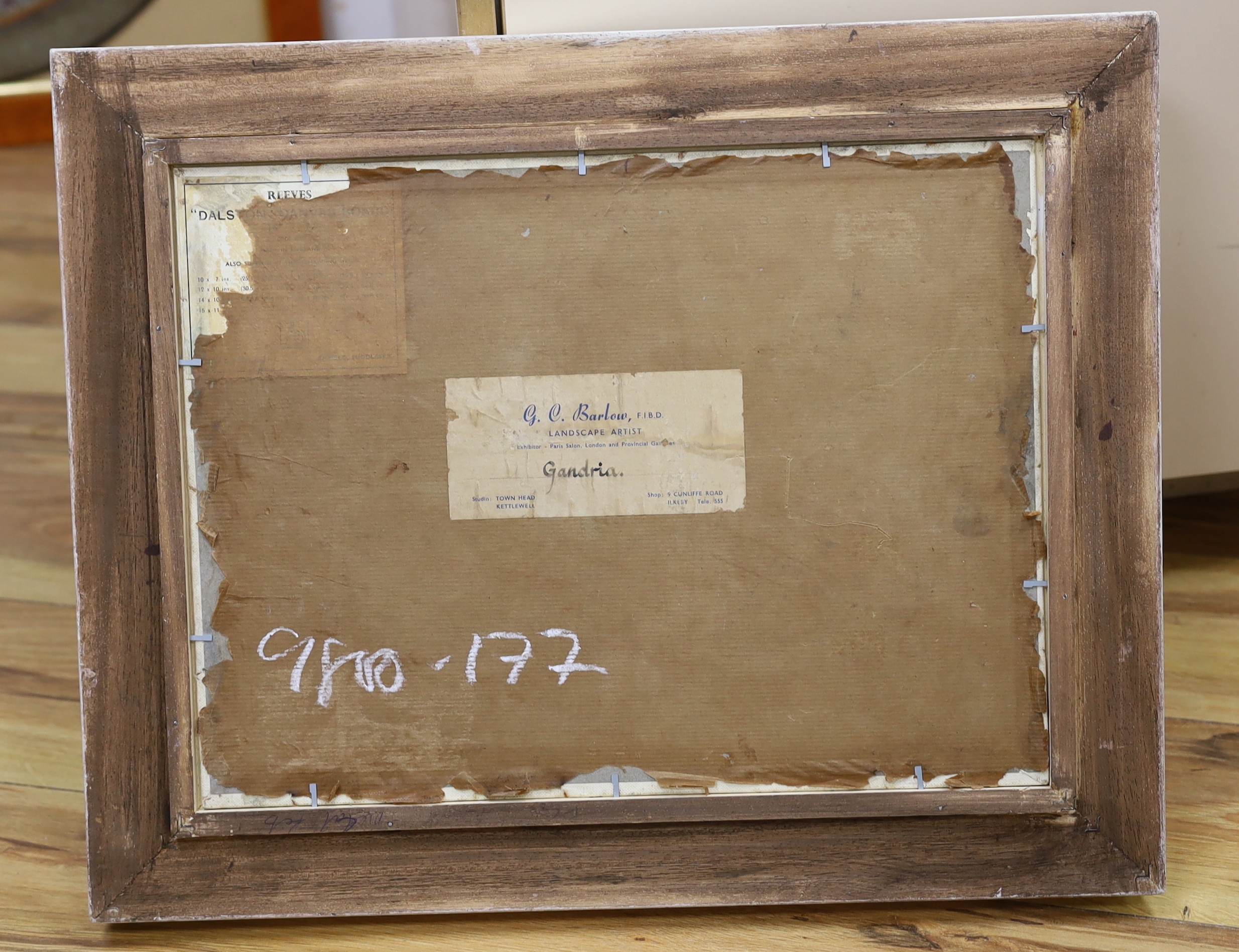 Gordon Clifford Barlow (1913-2004) oil on board, 'Gandria', signed, GC Barlow inscribed label verso, 29 x 39cm